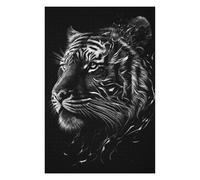 Puzzles pour Adolescents 75x50cm/1000pcs Black Silver Tiger Puzzles pour Adultes À Faire Soi-même - Jeux en Famille - Activités Amusantes À La Maison 75x50cm/1000pcs