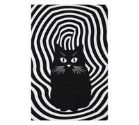 Puzzles pour Adolescents 75x50cm/1000pcs Black White Hypno Cat Puzzles pour Adultes Jeux Relaxants Décoration Murale Jeu Stimulant Cadeaux 75x50cm/1000pcs