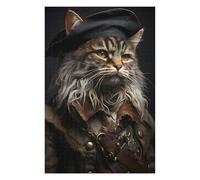 Puzzles pour Adolescents 75x50cm/1000pcs Cat Pirate Portrait Puzzle pour Adultes, Jeu De Réflexion Amusant Et Humoristique, Cadeau d'anniversaire, 75x50cm/1000pcs
