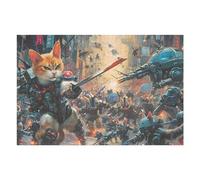 Puzzles pour Adolescents 75x50cm/1000pcs Cat Warriors Battle Scene Jeux De Puzzle Amusants pour Adultes : Analyse Et Logique, Parfaits comme Cadeaux pour Toute La Famille 75x50cm/1000pcs