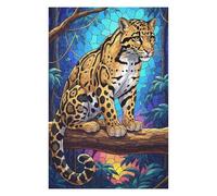 Puzzles pour Adolescents 75x50cm/1000pcs Clouded Leopard in Jungle Stained Glass Puzzles Jeux Relaxants Assemblage De Motifs Difficile Et Stimulant 75x50cm/1000pcs