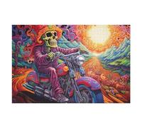 Puzzles pour Adolescents 75x50cm/1000pcs Colorful Skeleton Rider OnRoad Puzzles pour Adultes, Jouets, Décoration Murale, Cadeaux pour Femmes, Cadeaux Uniques pour Anniversaire Et Noël 75x50cm/1000pcs