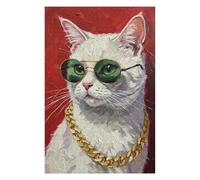 Puzzles pour Adolescents 75x50cm/1000pcs Cool Cat with Sunglasses and Chain Puzzles Jeux Relaxants Assemblage De Motifs Difficile Et Stimulant 75x50cm/1000pcs