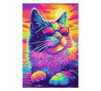 Puzzles pour Adolescents 75x50cm/1000pcs Cool Popart Cat Puzzle pour Adultes, Jeu De Réflexion, Une Œuvre d'art, Cadeaux Uniques pour Un Anniversaire Ou Noël 75x50cm/1000pcs