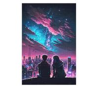 Puzzles pour Adolescents 75x50cm/1000pcs Couple Silhouettes Night Cityscape Puzzle, Jouet, Décoration Murale, Difficile, Cadeau De Noël Ou d'anniversaire 75x50cm/1000pcs