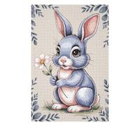 Puzzles pour Adolescents 75x50cm/1000pcs Cute Bunny with Flower Puzzles pour Adultes - Jeu Manuel - Cadeaux pour Femmes - Stimule Le Cerveau 75x50cm/1000pcs
