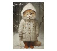 Puzzles pour Adolescents 75x50cm/1000pcs Cute Ginger Kitten in Snow Puzzles pour Adultes, Jouets À Monter Soi-même, Décoration Murale, Cadeaux d'anniversaire Et De Noël Uniques 75x50cm/1000pcs