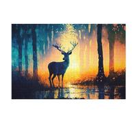 Puzzles pour Adolescents 75x50cm/1000pcs Deer in The Forest at Sunset Puzzles pour Adultes À Monter Soi-même - Jeu De Puzzle Difficile - Cadeau Unique pour Un Anniversaire Ou Noël 75x50cm/1000pcs