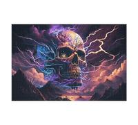 Puzzles pour Adolescents 75x50cm/1000pcs Electric Storm Skull Artwork -3 Puzzles pour Adultes, Décoration Murale, mais Aussi Activités Amusantes Et Humoristiques À Faire À La Maison 75x50cm/1000pcs