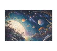 Puzzles pour Adolescents 75x50cm/1000pcs Fantasy Forest with Celestial Bodies Puzzles pour Adultes, Jeux Familiaux Amusants Et Humoristiques, pour Les Joueurs 75x50cm/1000pcs