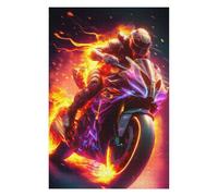 Puzzles pour Adolescents 75x50cm/1000pcs Flaming Speed Motorcycle Art Puzzles pour Adultes Jeu De Réflexion Course De Vitesse Jeu Stimulant Cadeaux 75x50cm/1000pcs