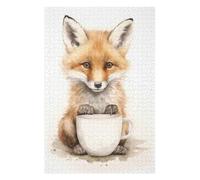 Puzzles pour Adolescents 75x50cm/1000pcs Fox with Coffee Mug Puzzles pour Adultes - Jeux De Construction - Améliore La Mémoire - Cadeaux Uniques pour Anniversaires Et Noël 75x50cm/1000pcs