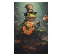Puzzles pour Adolescents 75x50cm/1000pcs Frog Playing Guitar Puzzle pour Adultes, Jeu De Réflexion Amusant Et Humoristique, Cadeau d'anniversaire, 75x50cm/1000pcs