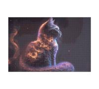 Puzzles pour Adolescents 75x50cm/1000pcs Galactic Cat Cosmic Artwork Puzzles pour Adultes, Jouets, Décoration Murale, Cadeaux pour Femmes, Cadeaux Uniques pour Anniversaire Et Noël 75x50cm/1000pcs