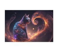 Puzzles pour Adolescents 75x50cm/1000pcs Galactic Cat in Space -1 Casse-têtes pour Adultes Jeu De Réflexion Vacances À La Maison Tuer Le Temps Défi Éducatif 75x50cm/1000pcs