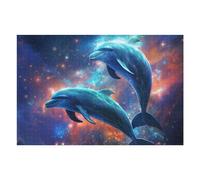 Puzzles pour Adolescents 75x50cm/1000pcs Galactic Dolphins A Cosmic Dance Puzzles pour Adultes Jeu Manuel Découpe De Précision Cadeaux d'anniversaire Et Autres Cadeaux Uniques 75x50cm/1000pcs