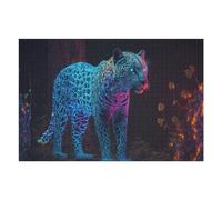 Puzzles pour Adolescents 75x50cm/1000pcs Glowing Leopard in Neon Forest Puzzles pour Adultes : Analyse Et Logique du Jeu, Interaction Parent-Enfant 75x50cm/1000pcs