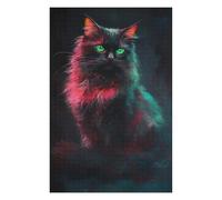 Puzzles pour Adolescents 75x50cm/1000pcs Glowing Neon Cat Art Print-9 Puzzles pour Adultes, Jouets À Monter Soi-même, Difficulté Élevée, Cadeaux d'anniversaire Et Cadeaux Uniques 75x50cm/1000pcs