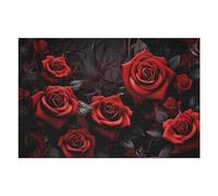 Puzzles pour Adolescents 75x50cm/1000pcs Gothic Red Rose Wallpaper Mural Puzzles pour Adultes Jeu Manuel Découpe De Précision Cadeaux d'anniversaire Et Autres Cadeaux Uniques 75x50cm/1000pcs
