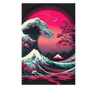 Puzzles pour Adolescents 75x50cm/1000pcs Great Wave with Cherry Blossoms Puzzle pour Adultes, Jouet, Décoration Murale, Anti-Stress, Activités Amusantes À La Maison, 75x50cm/1000pcs