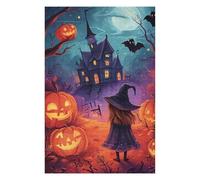 Puzzles pour Adolescents 75x50cm/1000pcs Halloween Witch and Haunted House Puzzles Jeux Relaxants Assemblage De Motifs Difficile Et Stimulant 75x50cm/1000pcs