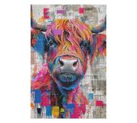 Puzzles pour Adolescents 75x50cm/1000pcs Highland Cow Colorful Face Puzzles pour Adultes, Jouets À Monter Soi-même, Une Œuvre d'art, Difficile Et Stimulant 75x50cm/1000pcs