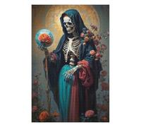 Puzzles pour Adolescents 75x50cm/1000pcs Holy Death with Rose Globe Puzzles Jeux Relaxants Assemblage De Motifs Difficile Et Stimulant 75x50cm/1000pcs
