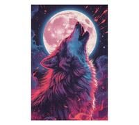 Puzzles pour Adolescents 75x50cm/1000pcs Howling Wolf Under Pink Moon Art Puzzle Adulte, Jouet, Décoration Murale, Motif À Assembler, Cadeaux d'anniversaire Et Cadeaux Uniques 75x50cm/1000pcs