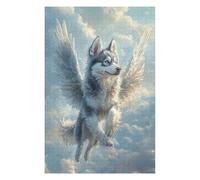 Puzzles pour Adolescents 75x50cm/1000pcs Husky with Angel Wings Majestic Pet TributeFlying Husky with Wings Puzzles Jeux Relaxants Assemblage De Motifs Difficile Et Stimulant 75x50cm/1000pcs