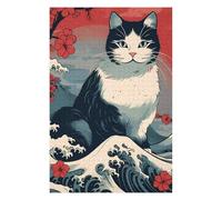 Puzzles pour Adolescents 75x50cm/1000pcs Japanese Cat 3 Puzzle pour Adultes, Jeu Familial, Assemblage De Motifs, Activités Amusantes À La Maison, 75x50cm/1000pcs