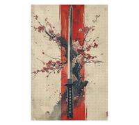 Puzzles pour Adolescents 75x50cm/1000pcs Japanese Sakura Katana Puzzles pour Adultes À Monter Soi-même - Jeu De Puzzle Difficile - Cadeau Unique pour Un Anniversaire Ou Noël 75x50cm/1000pcs