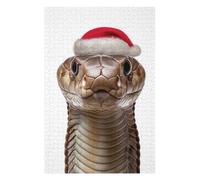 Puzzles pour Adolescents 75x50cm/1000pcs King Cobra with Santa Hat Puzzles pour Adultes Jeu Manuel Découpe De Précision Cadeaux d'anniversaire Et Autres Cadeaux Uniques 75x50cm/1000pcs