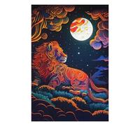 Puzzles pour Adolescents 75x50cm/1000pcs Leon Neon Light Puzzles pour Adultes : Analyse Et Logique du Jeu, Interaction Parent-Enfant 75x50cm/1000pcs