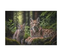Puzzles pour Adolescents 75x50cm/1000pcs Lynx with Cub Jeux De Puzzle Amusants pour Adultes : Analyse Et Logique, Parfaits comme Cadeaux pour Toute La Famille 75x50cm/1000pcs