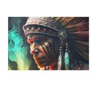 Puzzles pour Adolescents 75x50cm/1000pcs Native American Shaman Puzzles pour Adultes - Jeux Relaxants - Anti-Stress - Cadeaux d'anniversaire Et De Noël Uniques 75x50cm/1000pcs
