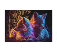 Puzzles pour Adolescents 75x50cm/1000pcs Neon Foxes A Glowing Digital Artwork Puzzle pour Adultes, Jouet, Décoration Murale, Cadeau d'anniversaire, Cadeaux, 75x50cm/1000pcs