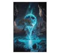 Puzzles pour Adolescents 75x50cm/1000pcs Neon Moon Waterfall Oasis Puzzle, Jouet, Décoration Murale, Difficile, Cadeau De Noël Ou d'anniversaire 75x50cm/1000pcs