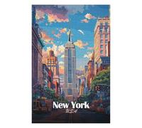 Puzzles pour Adolescents 75x50cm/1000pcs New York Cityscape with Empire State Puzzles pour Adultes, Jouets À Monter Soi-même, Une Œuvre d'art, Difficile Et Stimulant 75x50cm/1000pcs
