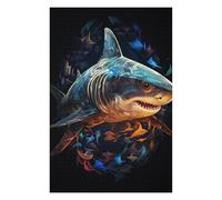 Puzzles pour Adolescents 75x50cm/1000pcs Oceanic Great White Shark Jeux De Puzzle Amusants pour Adultes : Analyse Et Logique, Parfaits comme Cadeaux pour Toute La Famille 75x50cm/1000pcs