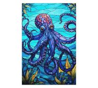 Puzzles pour Adolescents 75x50cm/1000pcs Octopus Sea Stained Glass Puzzles Jeux Relaxants Assemblage De Motifs Difficile Et Stimulant 75x50cm/1000pcs