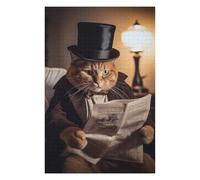 Puzzles pour Adolescents 75x50cm/1000pcs Orange Tabby Hat Reading Puzzles pour Adultes Jeux Relaxants Décoration Murale Jeu Stimulant Cadeaux 75x50cm/1000pcs