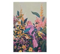Puzzles pour Adolescents 75x50cm/1000pcs Pink Bird in Floral Garden Painting Puzzles pour Adultes À Faire Soi-même - Jouets pour Améliorer La Mémoire - Cadeau d'anniversaire, Cadeaux, 75x50cm/1000pcs