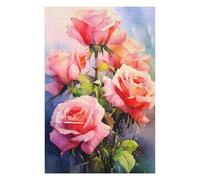 Puzzles pour Adolescents 75x50cm/1000pcs Pink Roses Flowers Bouquet Puzzle pour Adultes, Jeu De Réflexion, Une Œuvre d'art, Cadeaux Uniques pour Un Anniversaire Ou Noël 75x50cm/1000pcs