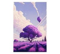 Puzzles pour Adolescents 75x50cm/1000pcs Purple Lavender Field with Hot Air Balloon Puzzles pour Adultes Jeu Familial Améliore La Mémoire Cadeaux d'anniversaire Et De Noël Uniques 75x50cm/1000pcs