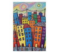 Puzzles pour Adolescents 75x50cm/1000pcs Puzzle Colorful Whimsical Cityscape Painting Puzzle, Jouet, Décoration Murale, Art Mural, Cadeau d'anniversaire Unique 75x50cm/1000pcs