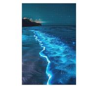 Puzzles pour Adolescents 75x50cm/1000pcs Puzzles Blue Glowing Beach at Night Puzzle pour Adultes Jeux Relaxants Décoration Parfaite Cadeaux Anti-Stress 75x50cm/1000pcs