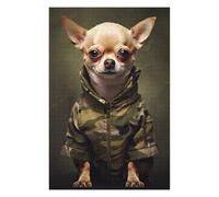 Puzzles pour Adolescents 75x50cm/1000pcs Puzzles Chihuahua Camo Jacket Puzzle pour Adultes Jeux Relaxants Décoration Parfaite Cadeaux Anti-Stress 75x50cm/1000pcs