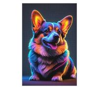 Puzzles pour Adolescents 75x50cm/1000pcs Puzzles Corgi Dog Neon Puzzle pour Adultes Jeu De Réflexion Cadeau d'anniversaire Cadeaux Anti-Stress 75x50cm/1000pcs