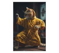 Puzzles pour Adolescents 75x50cm/1000pcs Puzzles Kung Fu Cat in Yellow Robe Jeux Amusants De Puzzle Décoration Murale Cadeaux Et Anniversaires Uniques 75x50cm/1000pcs