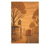 Puzzles pour Adolescents 75x50cm/1000pcs Puzzles London Bus Stop Illustration Jeux Amusants De Puzzle Décoration Murale Cadeaux Et Anniversaires Uniques 75x50cm/1000pcs